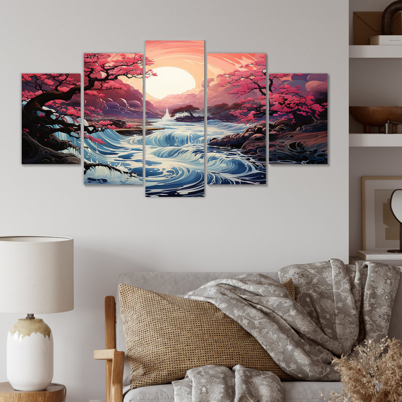 «Sunrise River», ensemble d'art mural japonais
