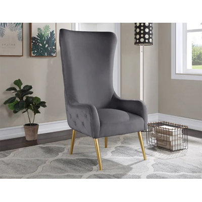 Marjorie High Back Velvet Arm Chair 