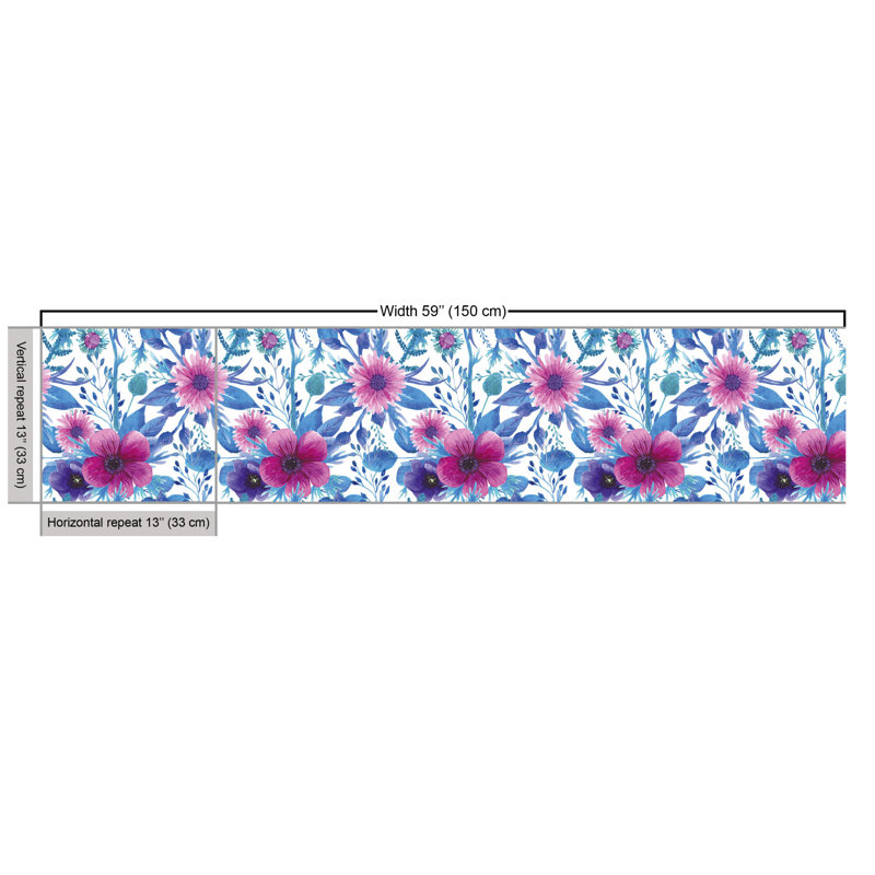 Chelisa Romantic Watercolor with Nosegay Flowers Multi-Purpose Fabric
