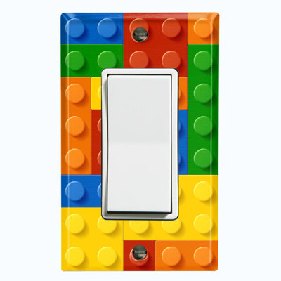 Metal Light Switch Plate Outlet Cover (Colorful Brick Toy - Single Rocker)