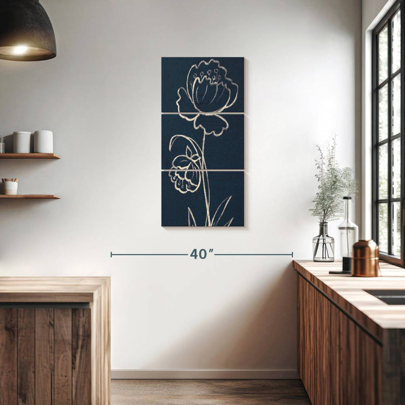 An Indigo Floral II, H 38 po x l 18 po