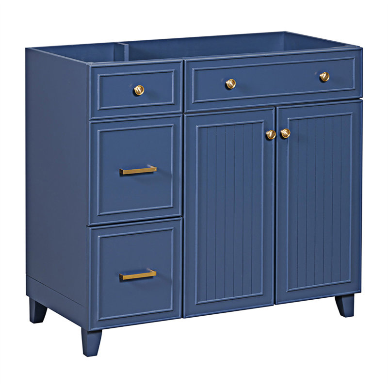 35.43'' Single Bathroom Vanity Base Only, Navy Blue