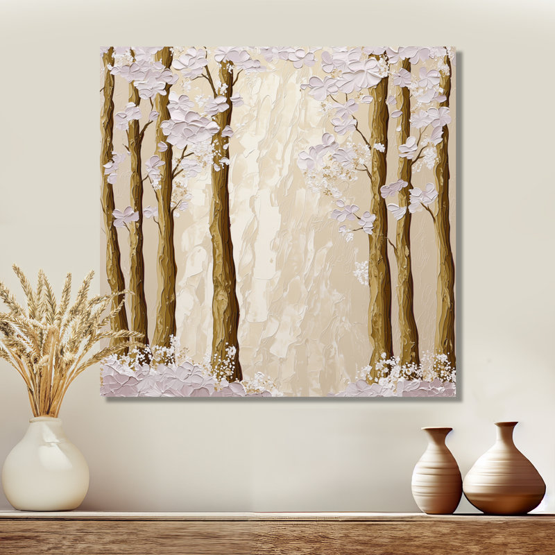 «Golden Brown Forest Landscape I», impression sur métal, paysages, H 16 po x l 16 po x P 0,84 po