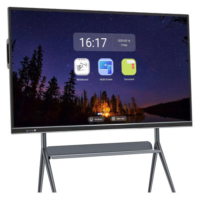 JYXCN Smart Board 75" Pro 4K Touch Interactive Wireless Dual System 8-Mic Array & 20W Speakers for Classroom Office(Include Wall Mount)