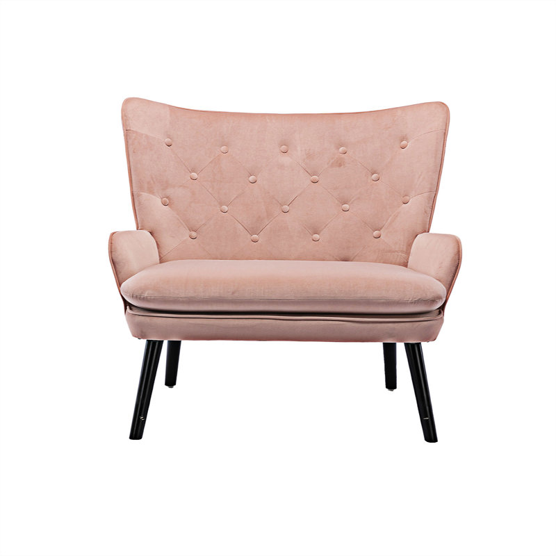 Fauteuil capitonné de 40,16 po de largeur et demi, Polyester rose