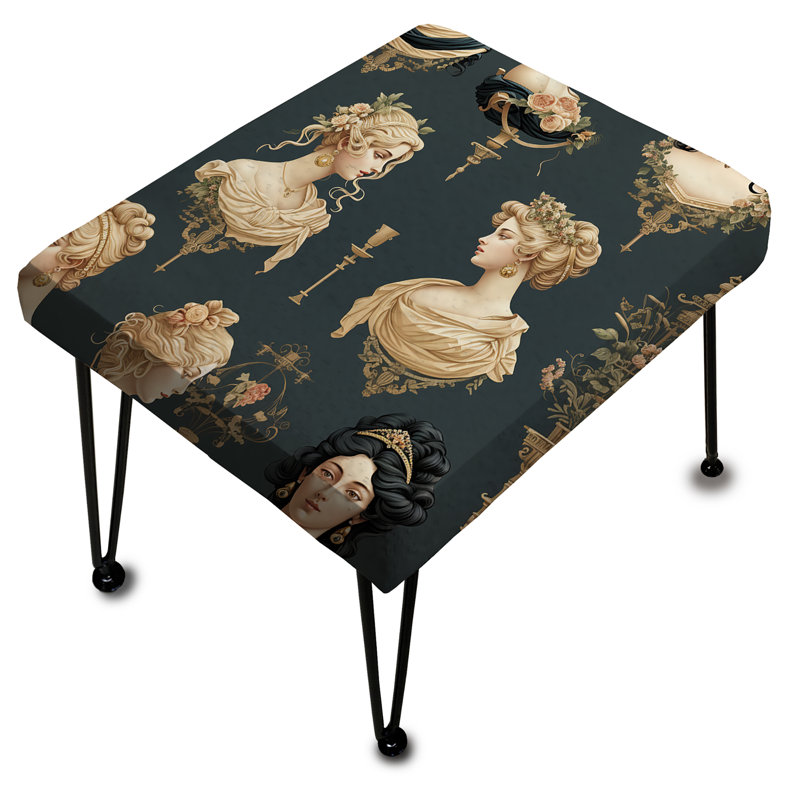 Portraits de camée beige victorien - Repose-pieds rectangulaire floral