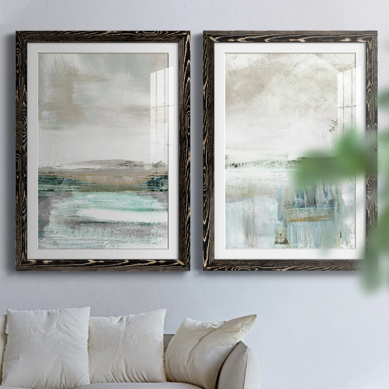 Beatrise Summer Teal I - ensemble de 2 peintures, H 44 po x l 31 po, Impression encadrée, Noir