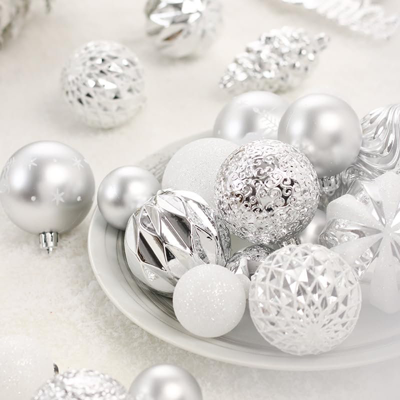 Ensemble de 65 décorations de Noël incassables - Couleurs assorties pour décoration d'arbre, de fête, de mariage ou de maison