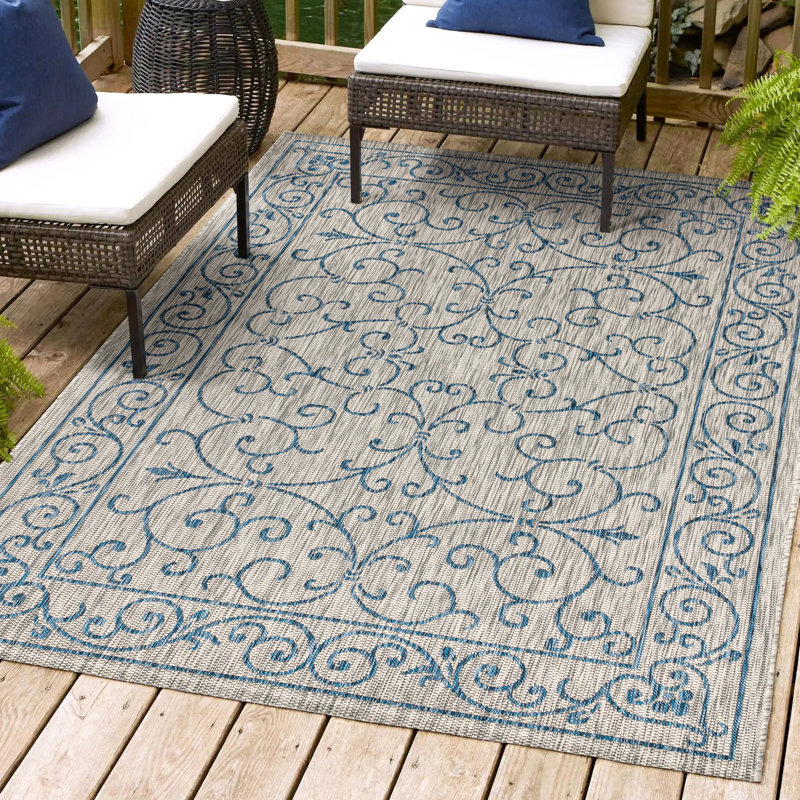 Tapis gris / bleu marine Hagerman, Rectangle 6 pi x 9 pi