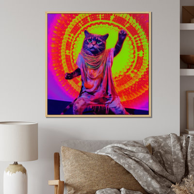 " Rave Cat In Pink Neon "