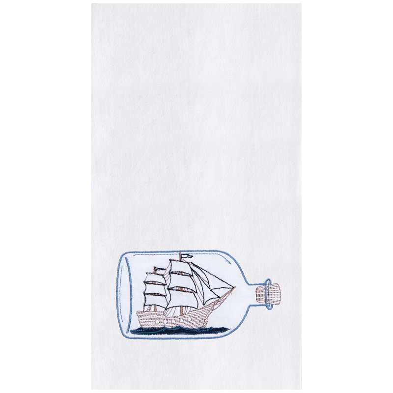 Serviette de toilette brodée Ship In A Bottle