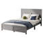 Grand lit de style campagnard en bois de pin avec tête et pied de lit avec porte de grange, cadre plateforme robuste et rangement sous le lit, gris-129751405-129751402