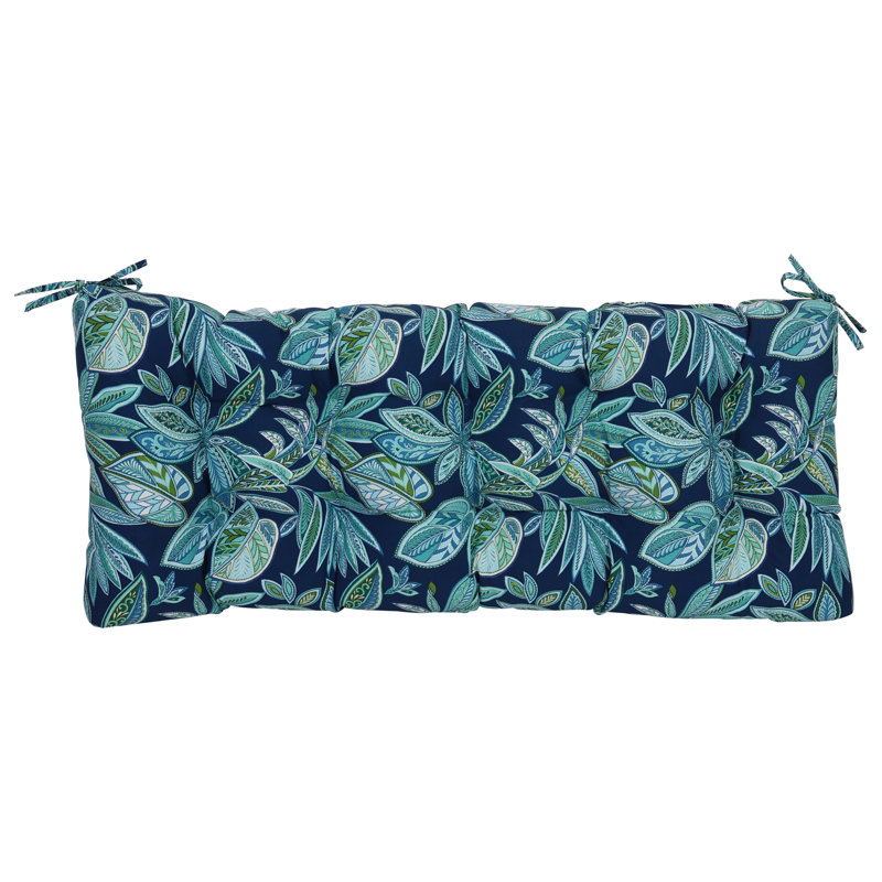 Coussin de causeuse d'extérieur touffeté, Bleu / floral marine Crestwood, L 46 po x P 19 po