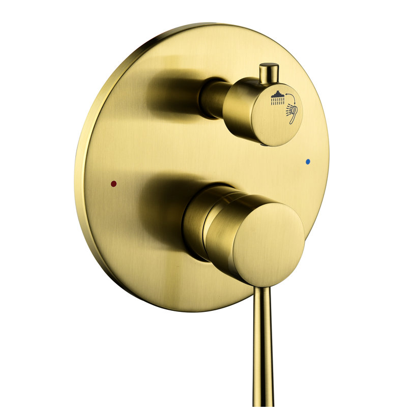 Wall Mounted Bathroom Faucet Kit In Brushed Gold - With High 10" Stainless Steel Rain Shower Head And Handheld Shower, 2 Way Balance Valve