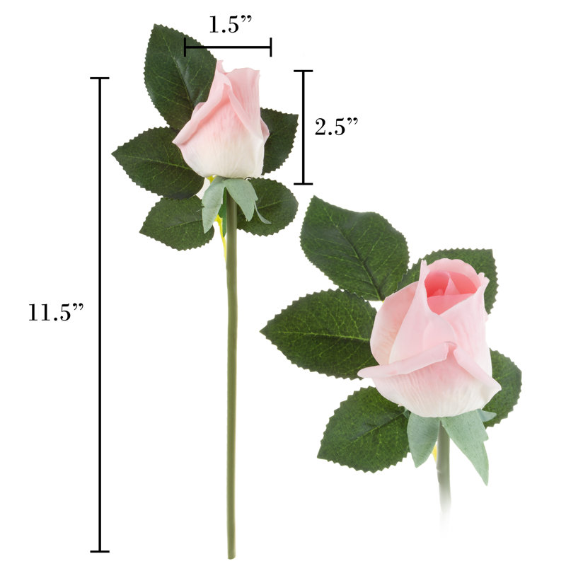 Rose Artificial Flowers - 24Pc Real Touch 11.5-Inch Fake Flower Set with Stems, Pink