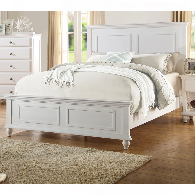 Structure de lit de lit de grand lit blanc avec panneau de contreplaqué 1pc, Grand lit