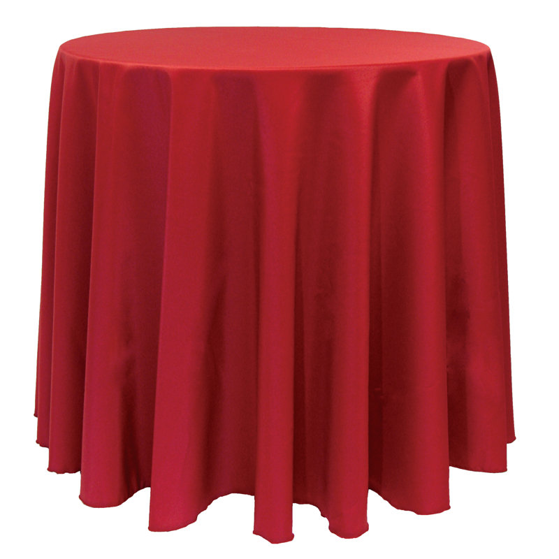10 Pack Round Polyester Linen Tablecloth, 120" x 120", Holiday Red