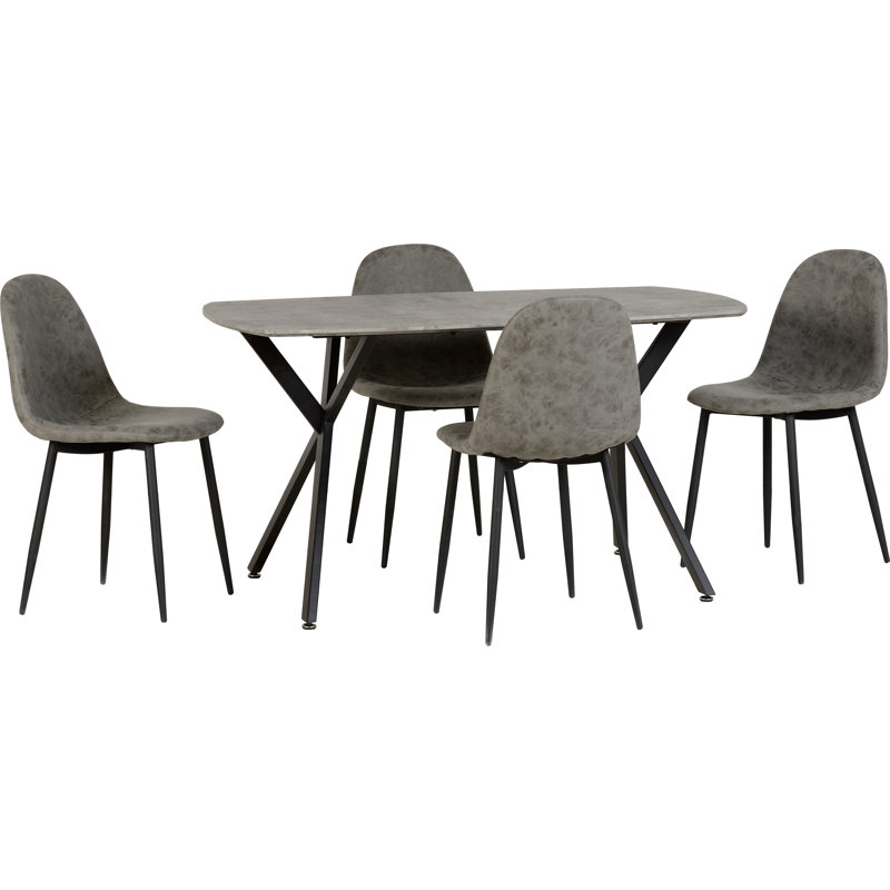 Alayna 4 - Person Dining Set, Concrete Grey Effect