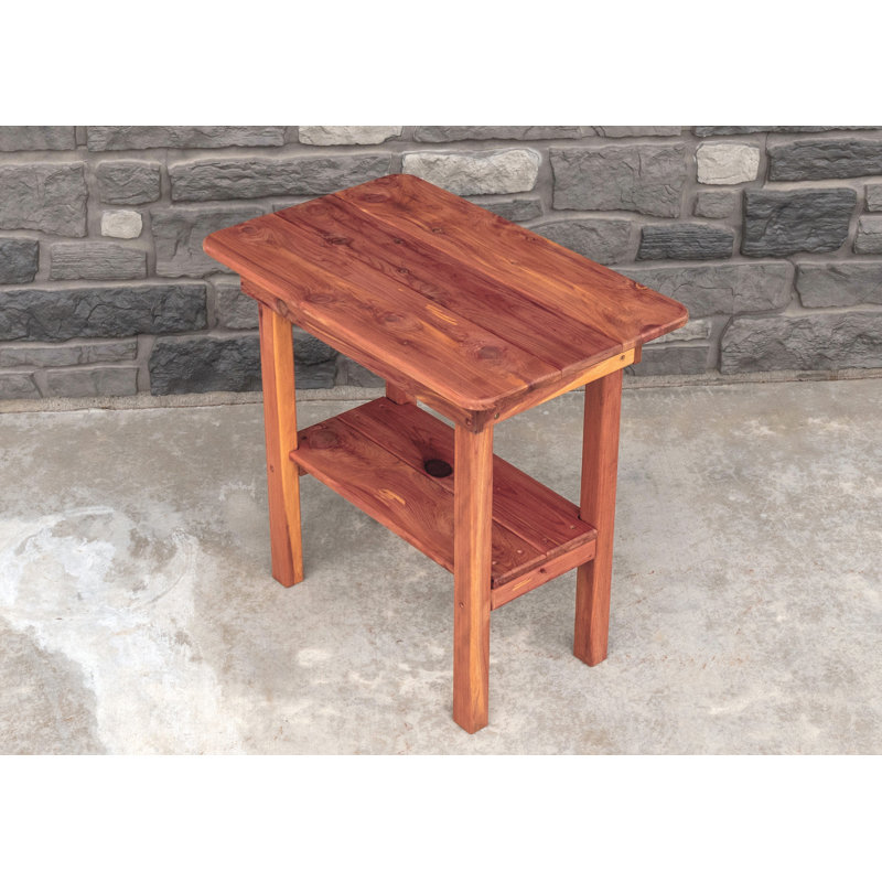 Medium Brown Cedar Rectangular Outdoor End Table