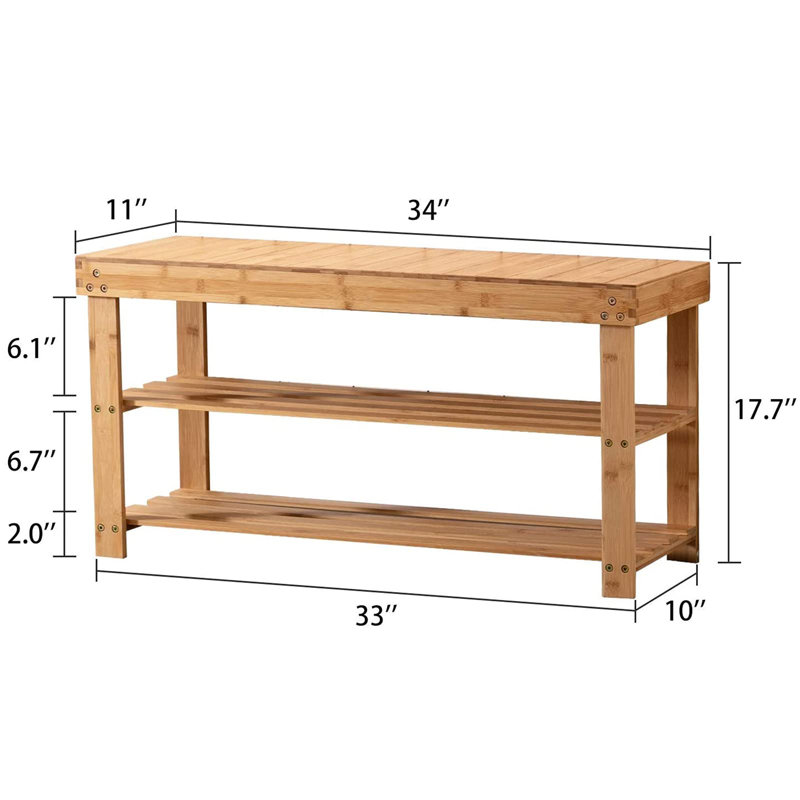 Range-chaussures en bois à trois couches, Beige