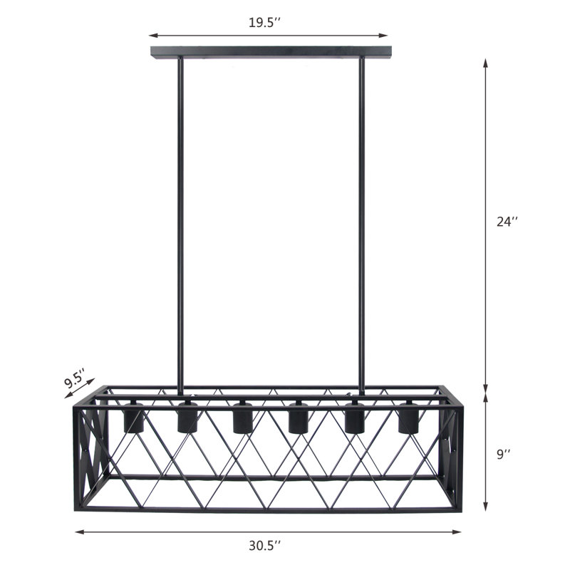 Luminaire suspendu linéaire à 6 lumières pour îlot de cuisine Tempy