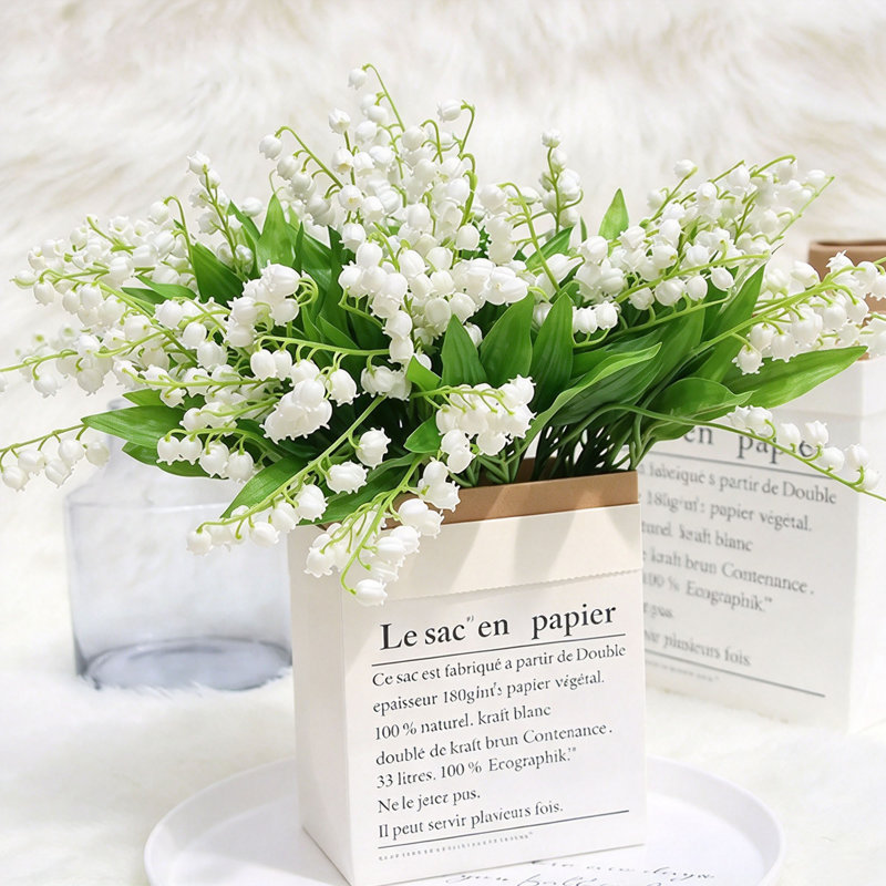 Bouquet de mariage artificiel artificiel fleurs de lys de la vallée