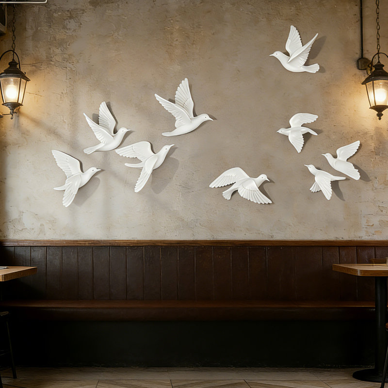 Oiseaux volants modernes, ensemble de décoration murale 5 pièces, Perle