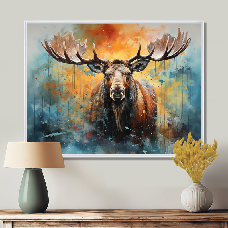 «Colorful Moose Majestic Collage II - Moose», reproduction sur toile encadrée, H 34 po x l 44 po x P 1,5 po