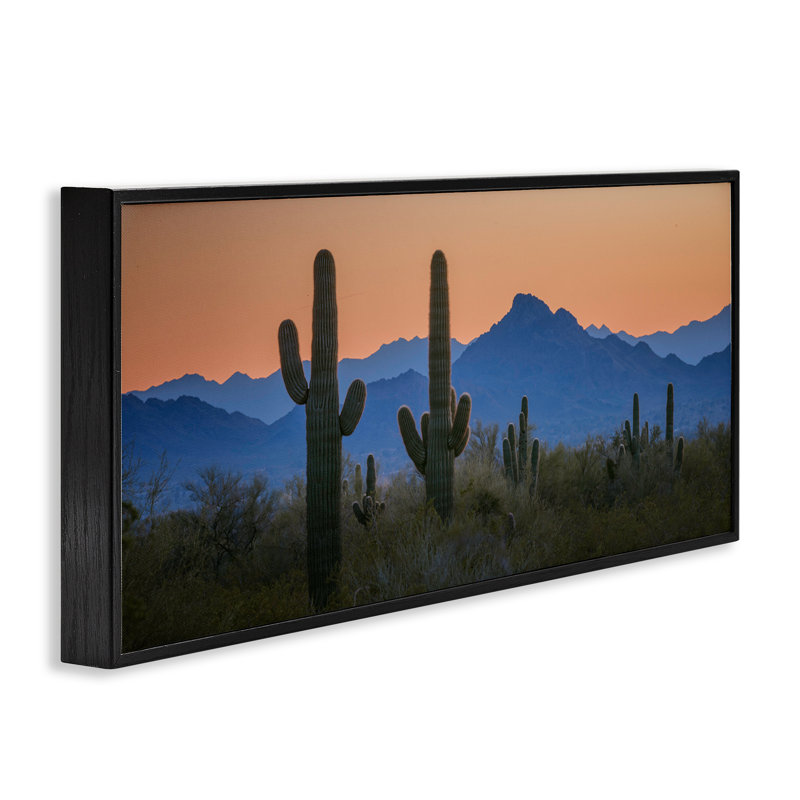 Contrast Desert Sunset, art de la giclée encadrée par Marty Hulsebos, H 13 po x l 30 po, Giclée encadrée noir minuit