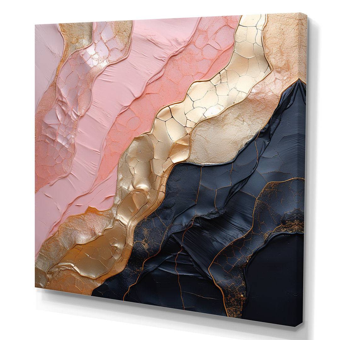 Minimalism Pink Gold Poteries - Abstract Spirals Wall Art Mercer41 