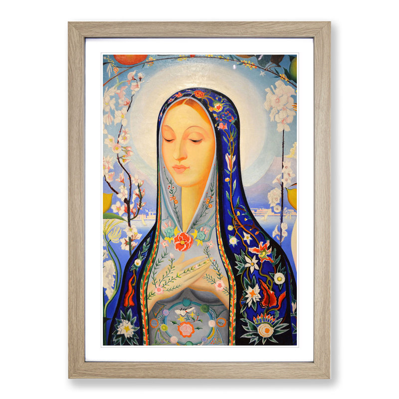The Virgin by Joseph Stella - Picture Frame Painting, 36cm H x 27cm W x 2cm D, Oak Framed