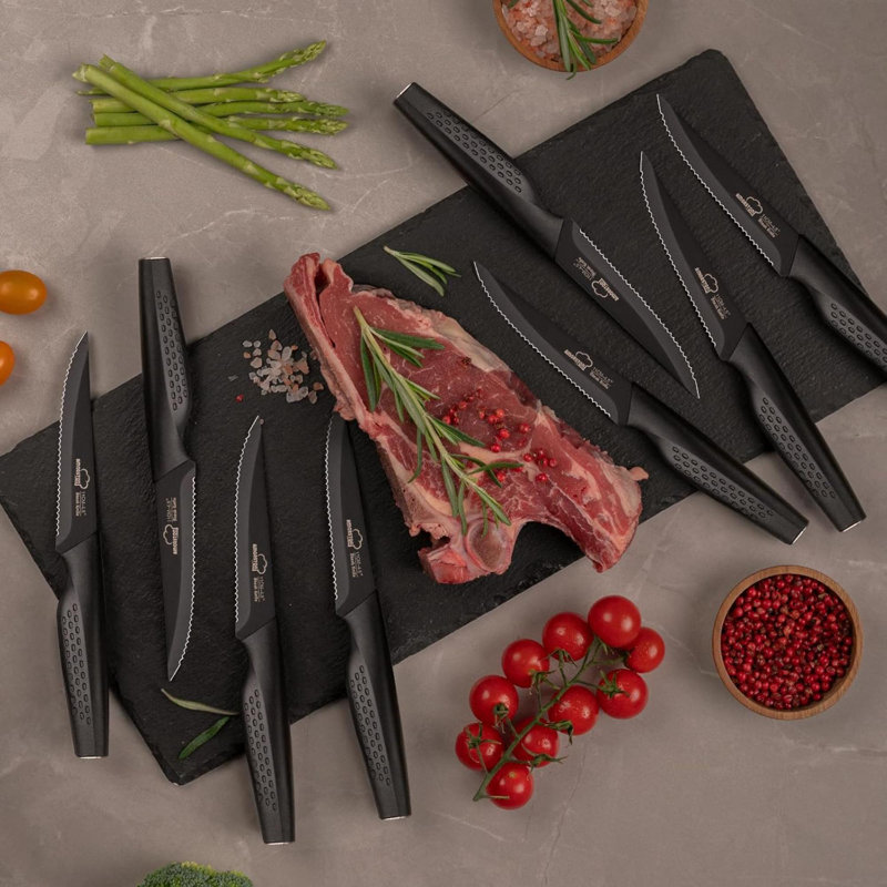 Couteaux à steak, ensemble de 8 couteaux à steak, ensemble de couteaux à steak en acier inoxydable, couteaux dentelés allant au lave-vaisselle, élégant
