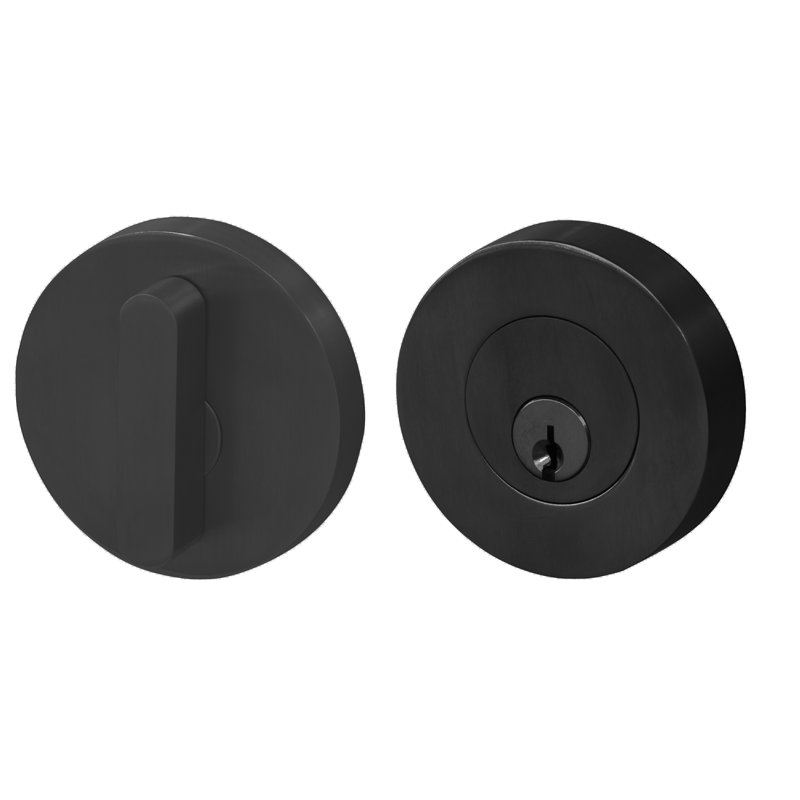 Round Single Cylinder Deadbolt with Oval Turnpiece, Satin Black