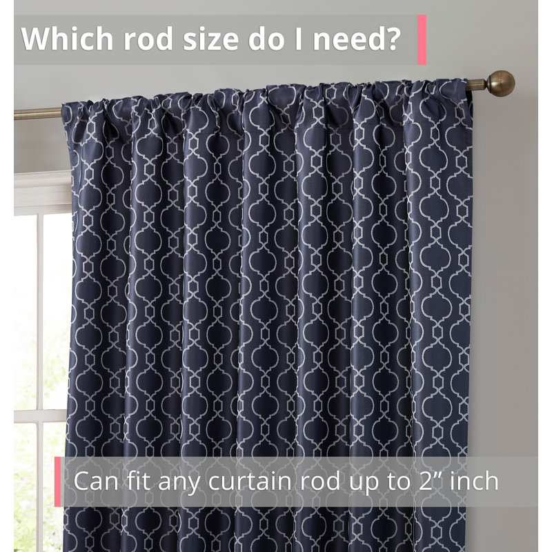 Ritenour Curtain Pair, 52" W x 63" L, Navy Blue