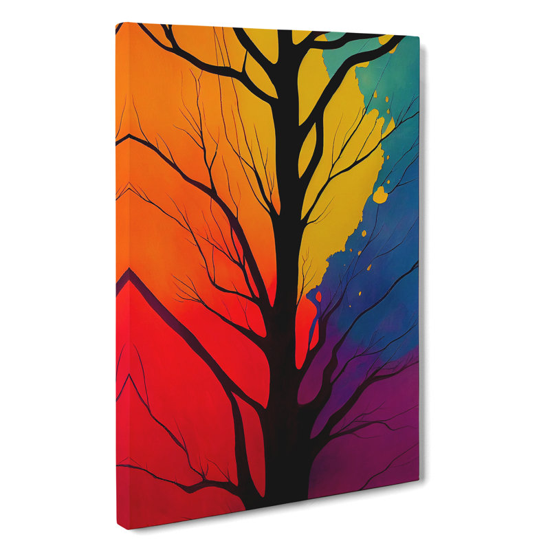 Colourful Abstract Tree No.2 - Wrapped Canvas, 76cm H x 50cm W