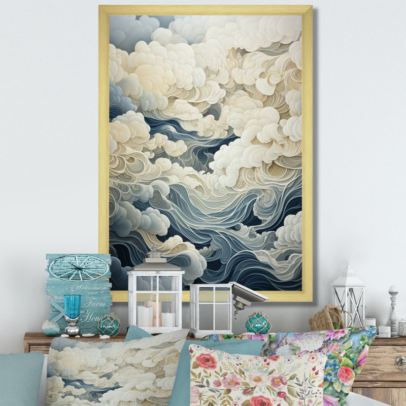 " Clouds Grey Skies I ", 40" H x 30" W x 1.5" D, Gold Picture Framed