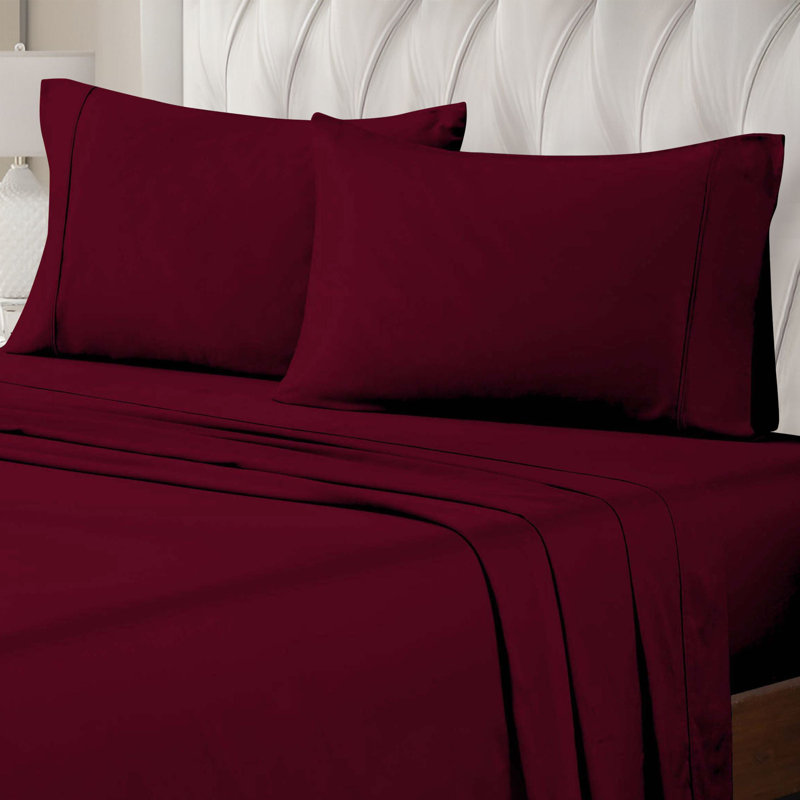 Ensemble de taie d'oreiller de luxe en coton à densité de tissage 400 fils Cassius, Standard, Bourgogne