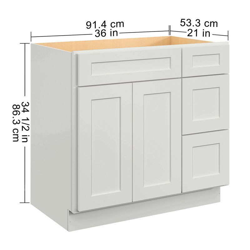 Armoire de meuble-lavabo de cuisine en contreplaqué gris 36 po X P 21,5 po, Gris clair