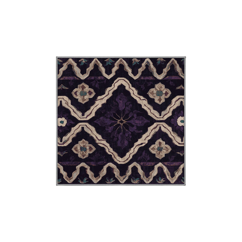 Machine Washable Purple Area Rug, Square 5'