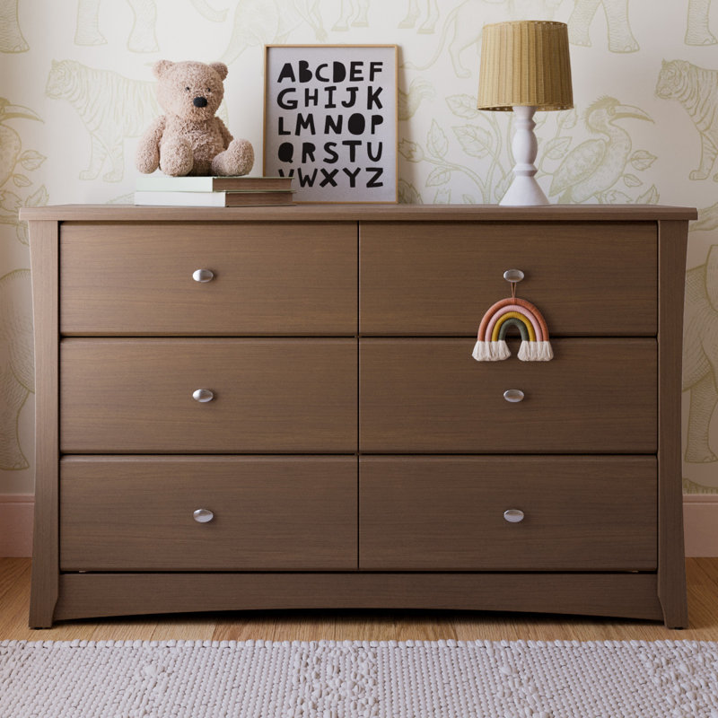Crescent 6 Drawer Double Dresser, Hazelnut