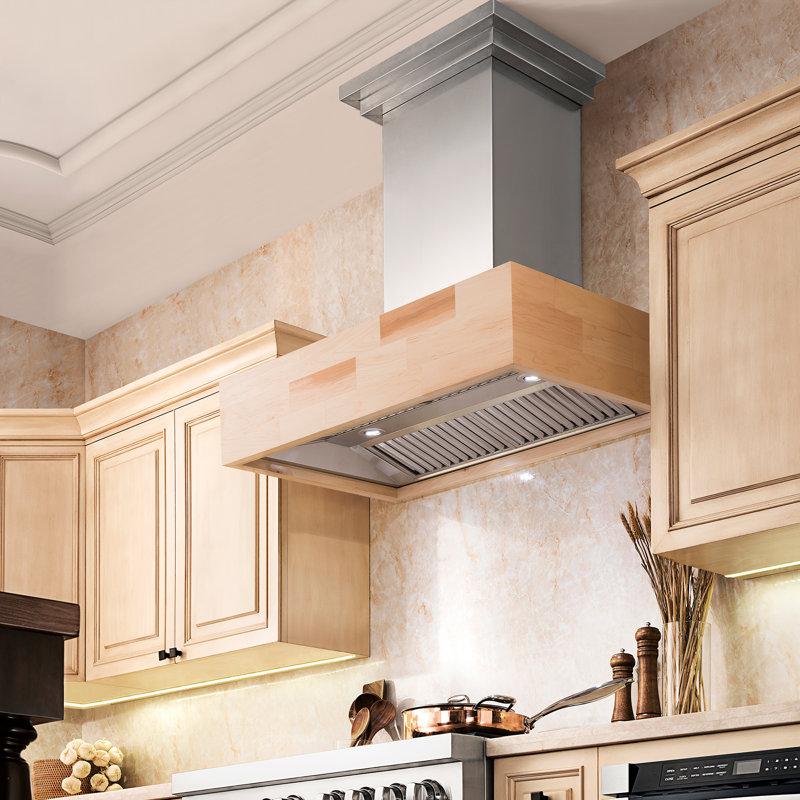 48" ButcherBlock 700 CFM Ducted Wall Mount Range Hood, Walnut, 30" W