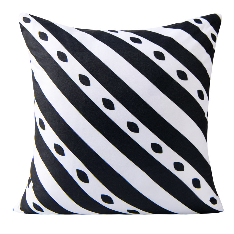 Square Throw Pillow Cover, Geometrical Diagonal Stripe Pattern Cushion Cover, 18x18 Inches, Black and White - NTBAY