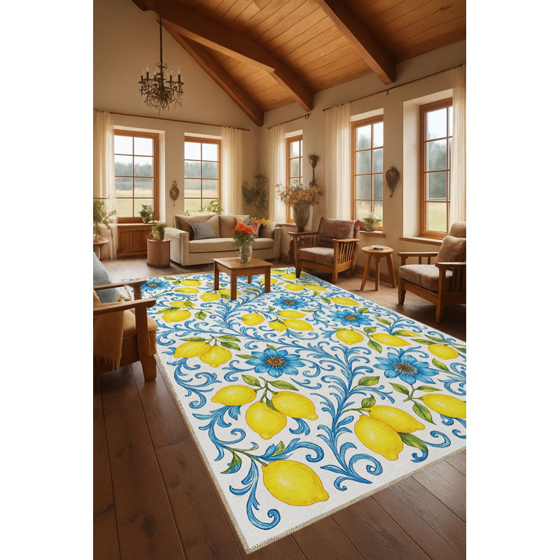 Tapis bleu Mosso, 4'7" x 6'7"