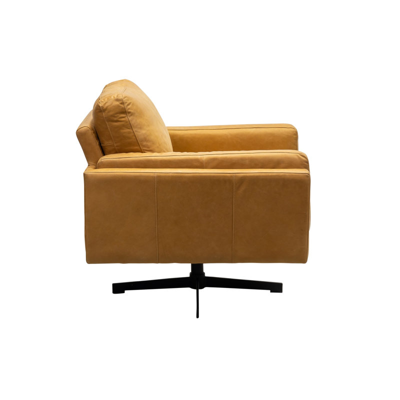 Myldred Upholstered Swivel Armchair,   Chamois Aniline Leather