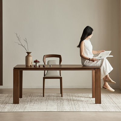 62.99" Rectangular Solid Wood Dining Table