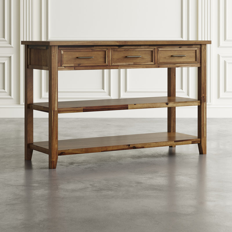 Abbeville 50" Transitional Rustic Wood Sofa Console Table with Storage