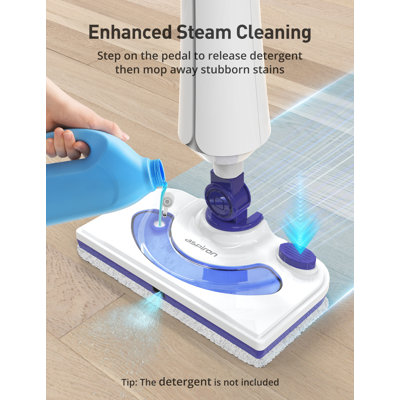1300w Steam Mop Cleaner With Detergent Chamber, 25-second Fast Heat-up Floor Steamer With 2 Washable Pads, Safe For Hardwood, Tile, Carpet & Upholstery