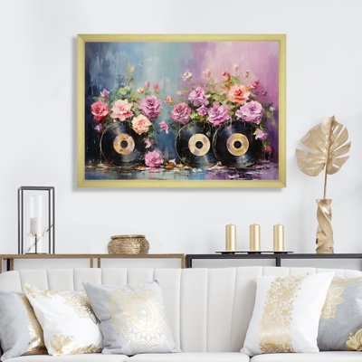 Floral Abstract Grooves Vinyls - Vinyl Records Wall Art