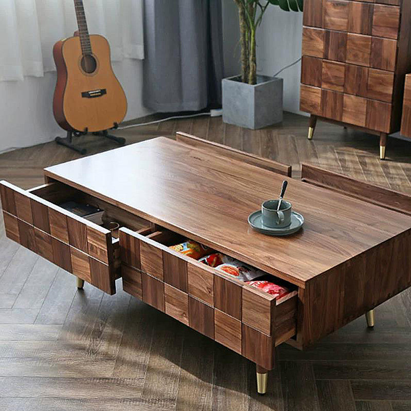 Table basse moderne en bois avec rangement minimaliste, H 15,75 po x L 51,18 po x l 23,62 po