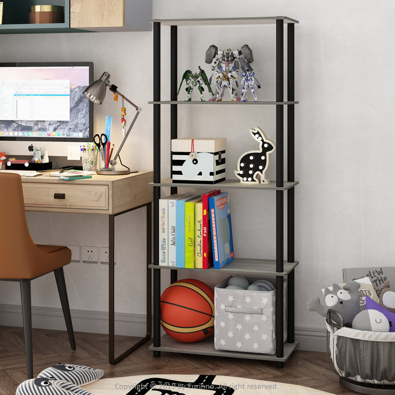 Heslin 23.58'' W Manufactured Wood Shelving Unit, French Oak Gray/Black